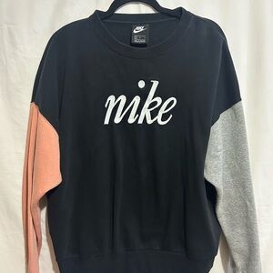 Nike Men's Black Sweater with Gray and Pink Sleeves
